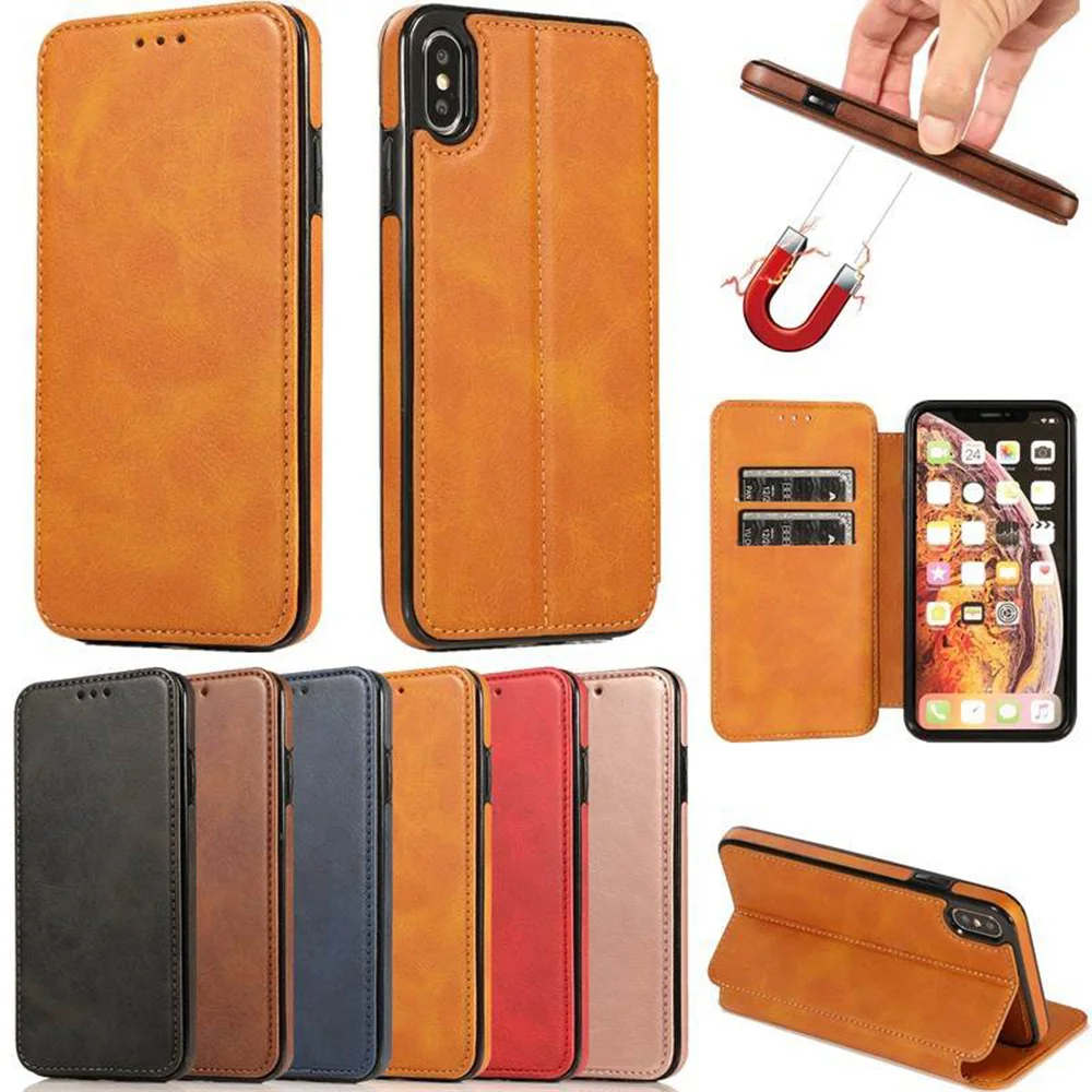 Магнитный чехол для iPhone 11Pro Max X XR XS 8 7 полностью закрытый флип из искусственной