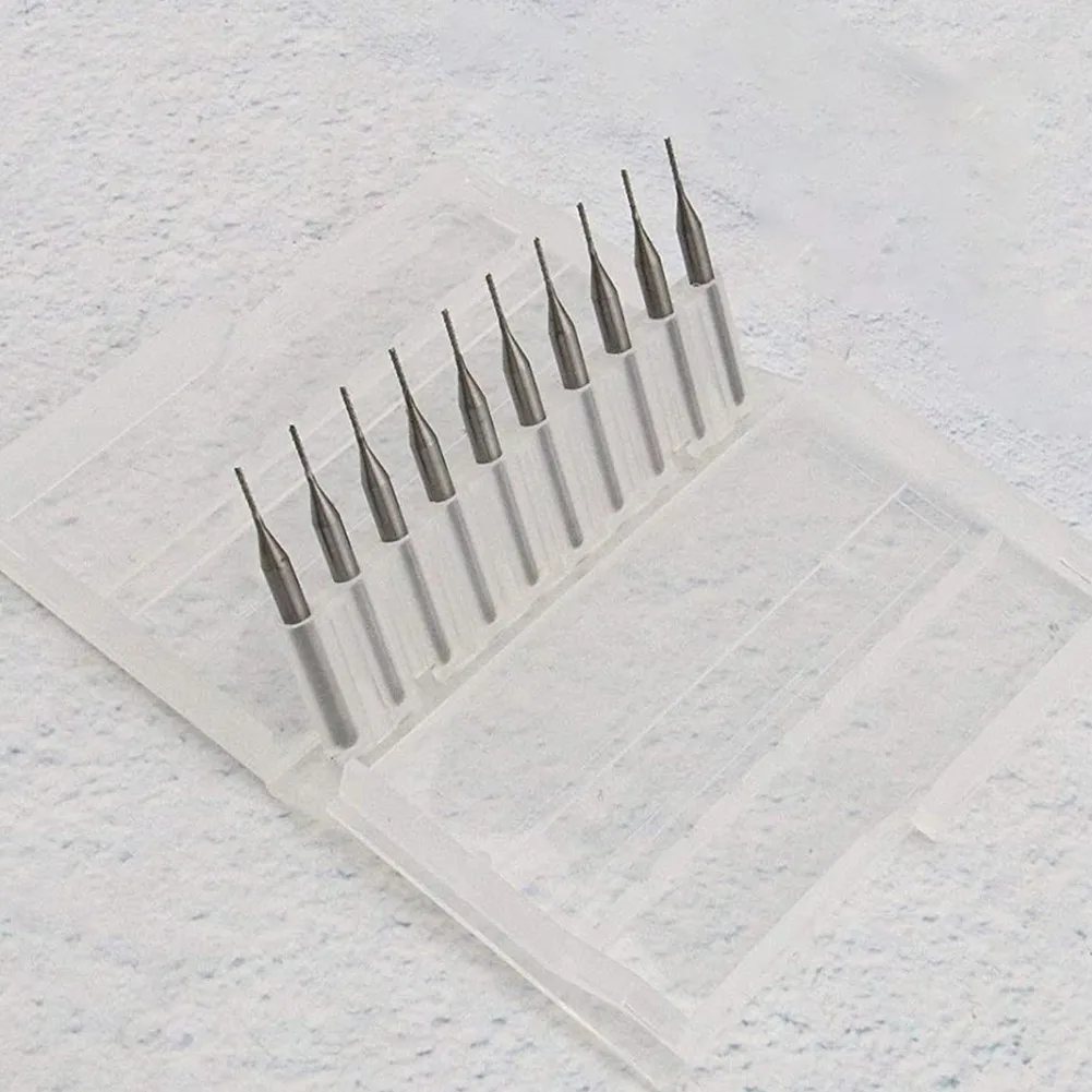 

10pcs 0.8mm Solid Carbide End Mill CNC PCB Engraving Drill Bit 3.175mm Shank Drill Bits Carbide End Mill Engraving Bits