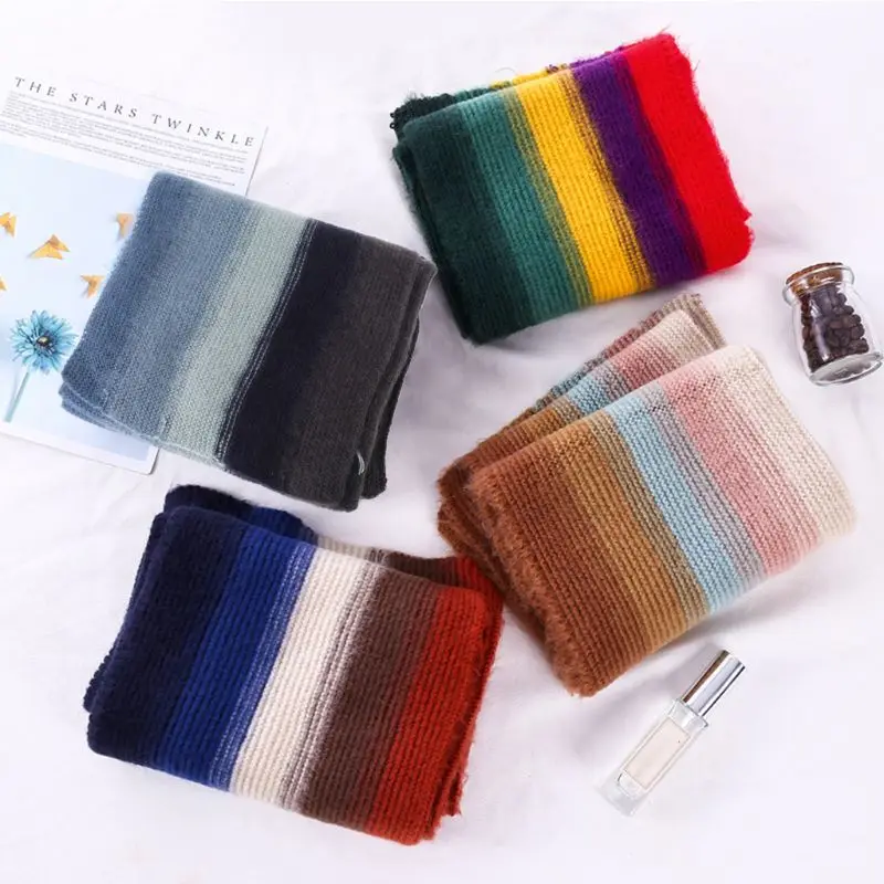 

Kids Knitted Scarf Gradient Simple Style Fashion Children Warm Shawl Head Wrap 2XPC