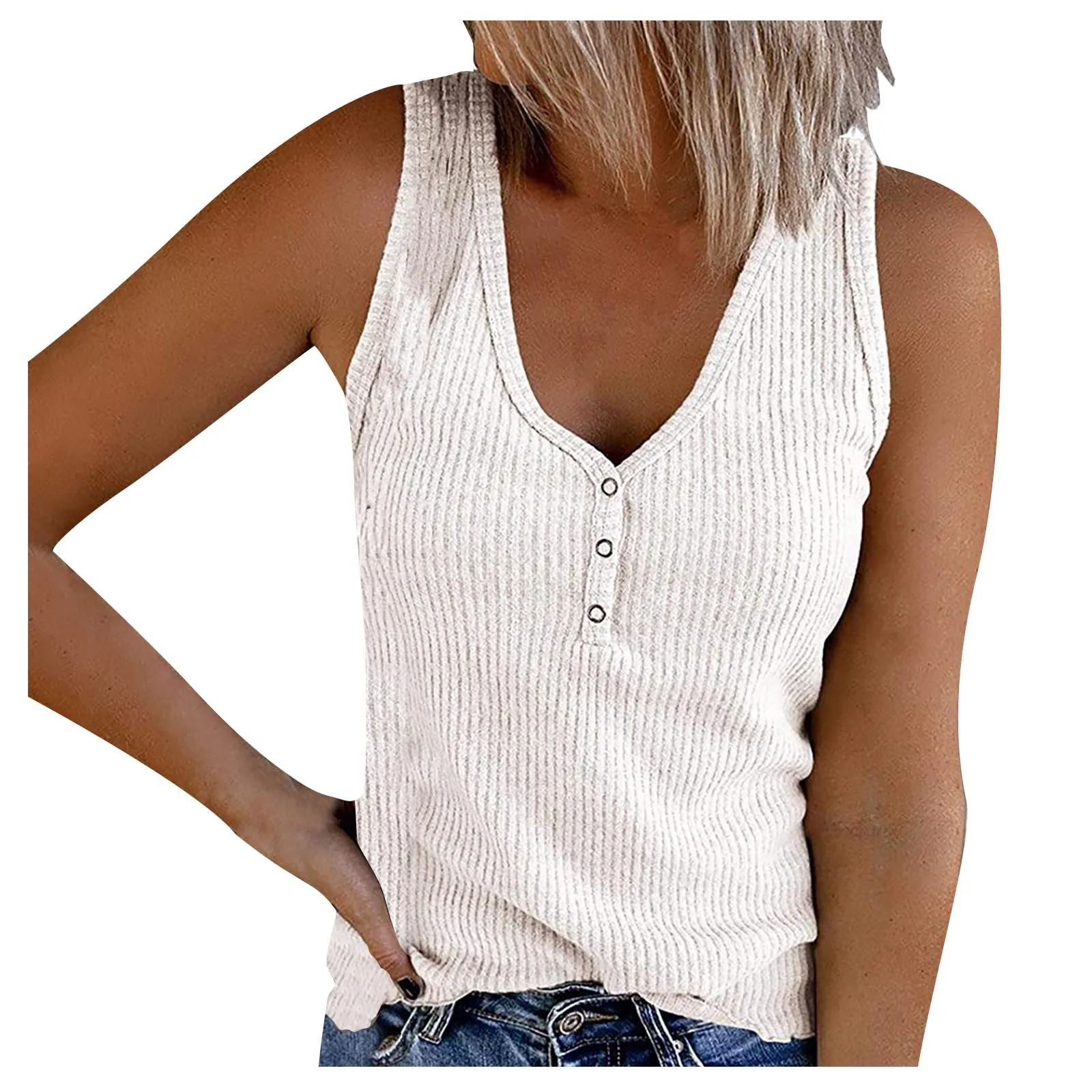 Tank Top Women's Vest V-neck Undershirt Sleeveless Button-down Casual Undershirt Shirt T-shirt Mujer Camisetas Summer Top