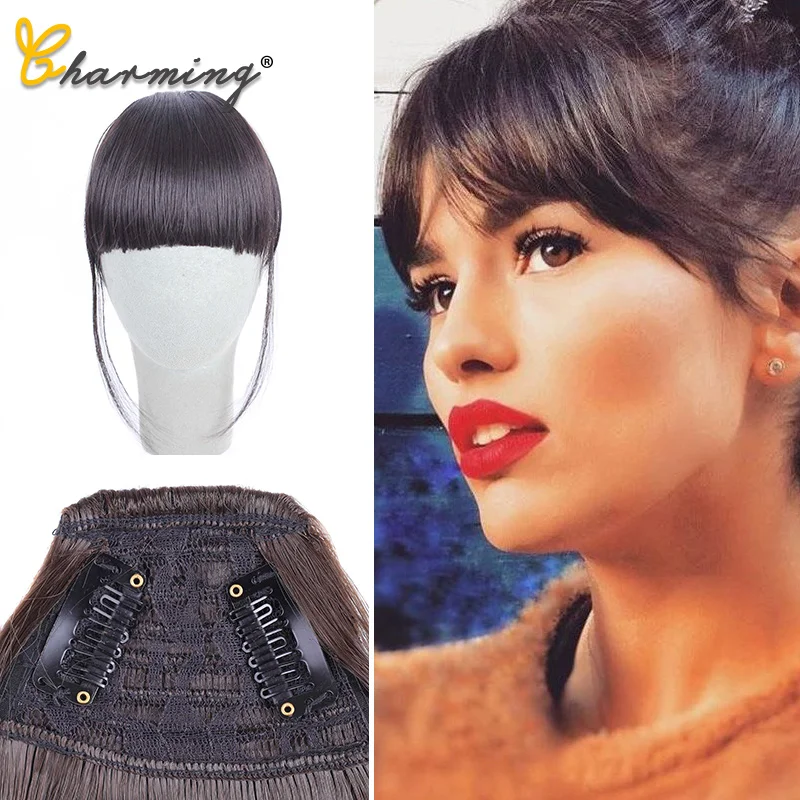 Очаровательные черные коричневые блонд накладные челки с бахромой наращивание