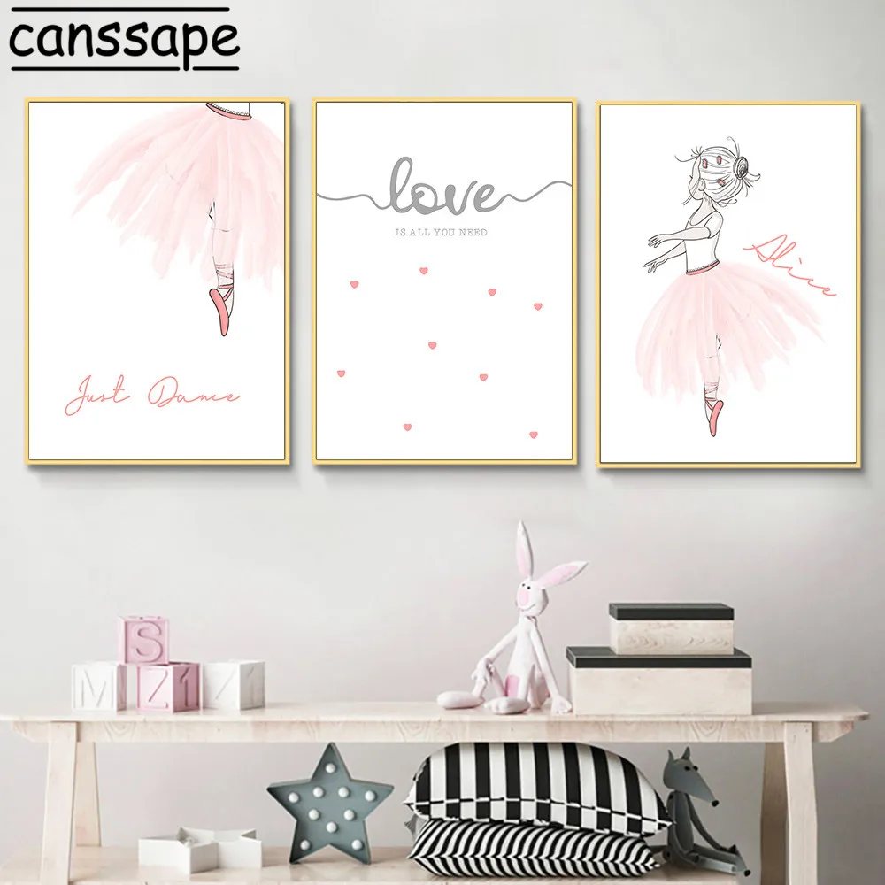 Детская Wall Art Плакаты картина с балериной и принтом балерины для девочек