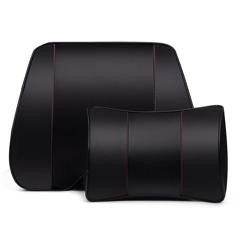 5D Microfiber Leather Car Lumbar Pillow Memory Foam Headrest Support Universal Back Cushion For Office Driving Chair | Автомобили и