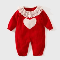 baby girl red knitting rompers newborn korean jumpsuit infant one piece cotton romper toddler boutique clothes new year clothing