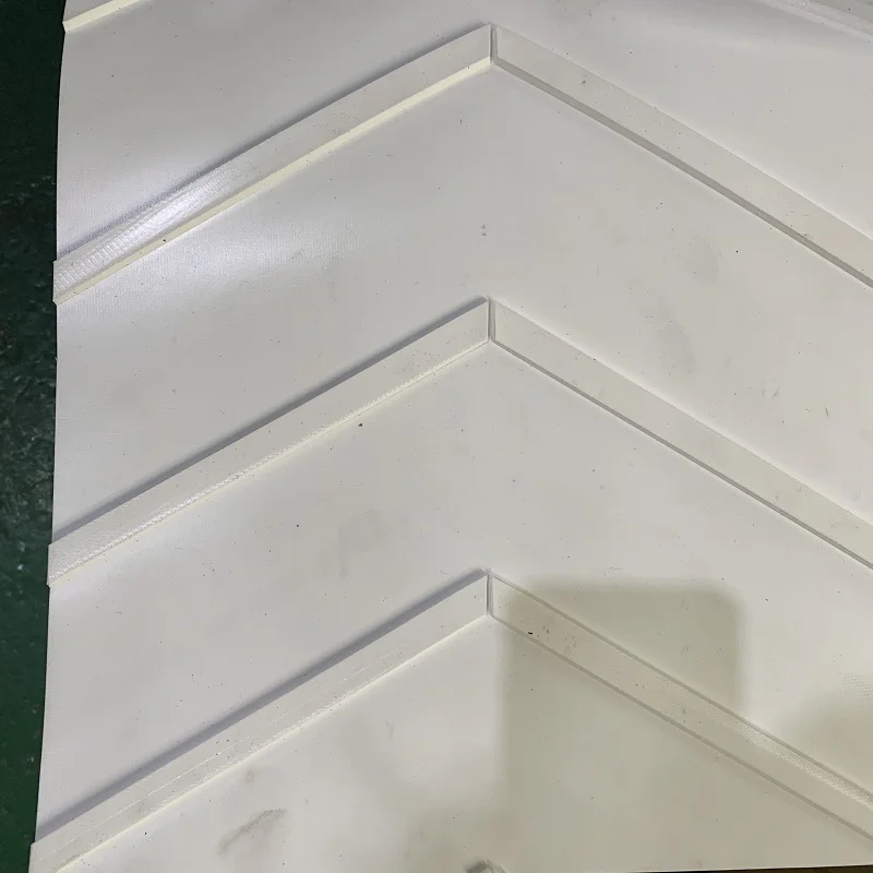 PVC 7mm white chevron pattern food grade climbing conveyor belt for grain and flour |