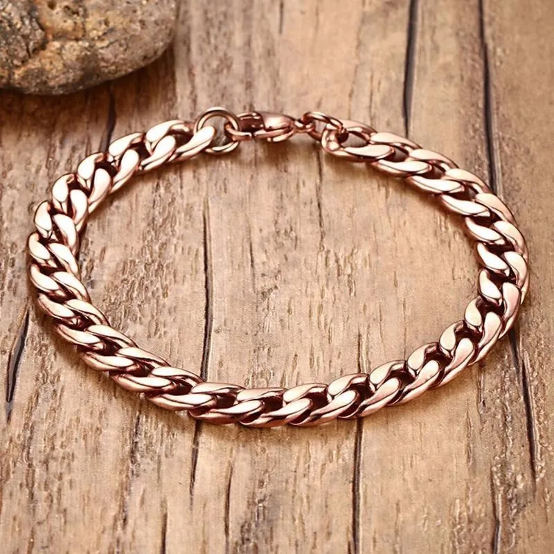 8 мм для мужчин s розовое золото Тон нержавеющая сталь Майами Снаряженная