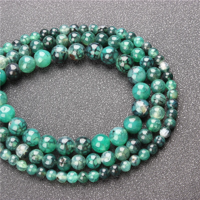 

Natural Green Dragon Agate Round Bead Loose Beads 6 / 8 / 10 / 12mm Suitable For Jewelry Making DIY Bracelet Necklace
