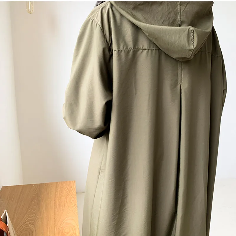 

2021 Women's Casual Vintage Autumn Cotton Long Windbreaker Long Sleeve Coats Female Solid Trench Spring Autumn