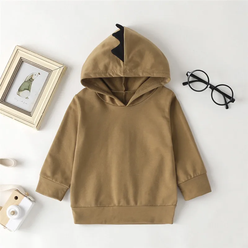 

Boys clothes Toddler Baby Boys Girls Long Sleeve Cartoon Dinosaur Tops Warm Hooded Hoodie #4D03