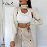 fsda 2021 sexy crop sweater women long sleeve turtleneck autumn spring casual top jumper black fashion knitted pullover white