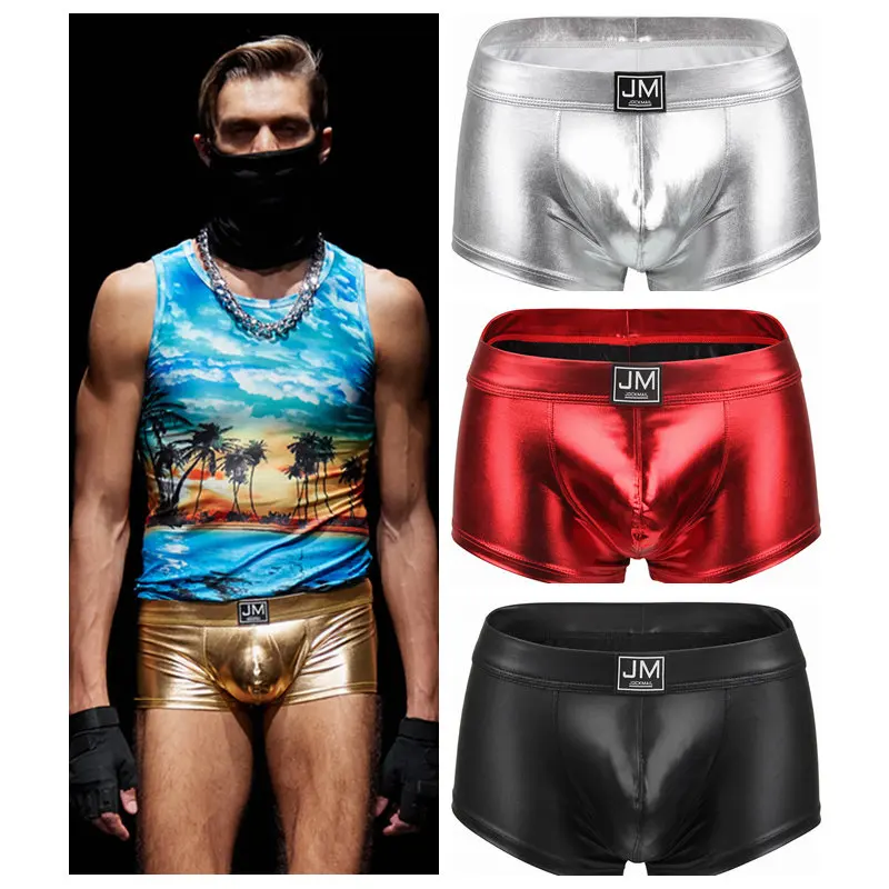 jockmail Sexy Underwear Men Boxer Snake Skin Leather Gay men underwear penis Pouch boxer men cueca boxer masculina slip For LGBT
