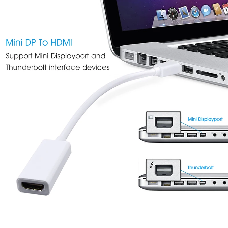 Высококачественный порт дисплея Thunderbolt Mini DP в HDMI-совместимый адаптер кабель для