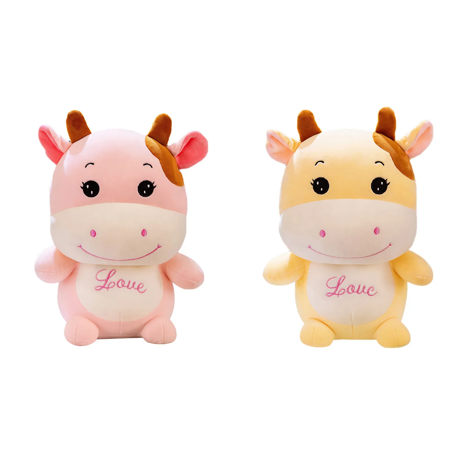 

New Cute 25cm Plush Doll Valentine's Day Gift Love Cow Doll Plush Toy Mixed Color Yellow Pink Children Girl Kid Toy Gifts Pillow