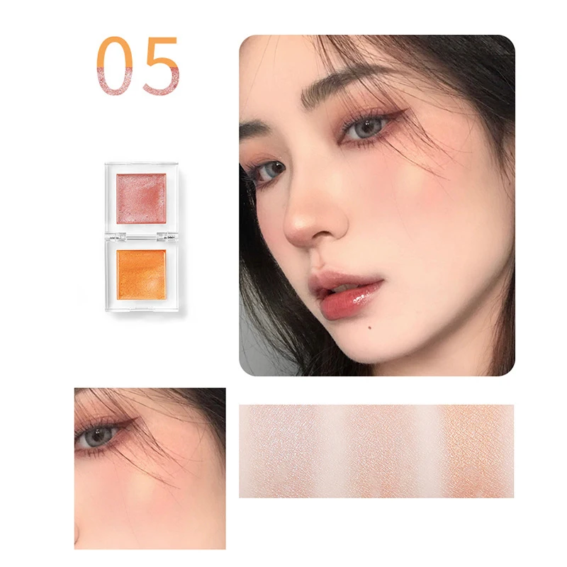 

Double Color Highlighter Makeup Palette Brighten Shimmer Ice Mousse Blushes Illuminator Face Body Shine Cream