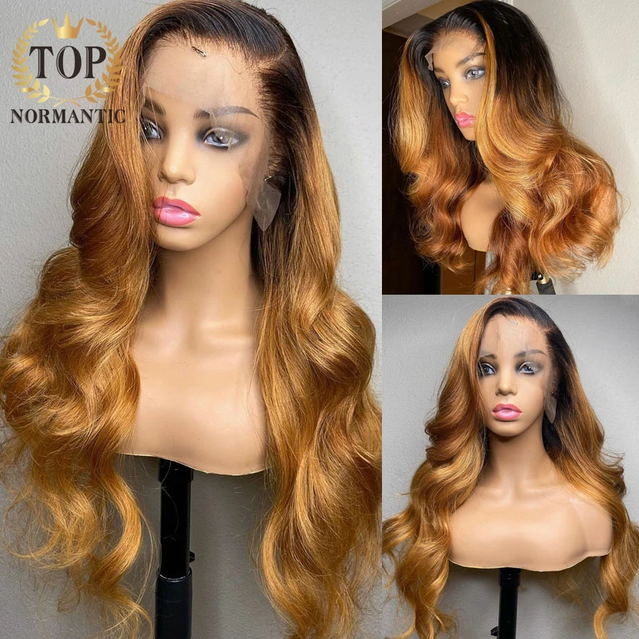 

Topnormantic Body Wave Ombre Color 13x4 кружевной передний парик для женщин 4x4 индийские неповрежденные человеческие волосы безклеевые парики
