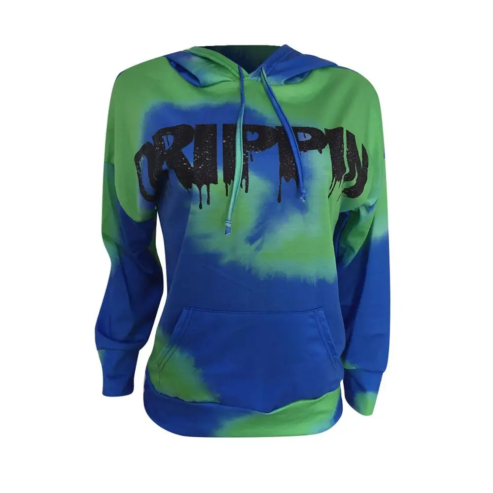 Европейский Лидер продаж женские топы с принтом Tie Dye толстовки капюшоном Женская