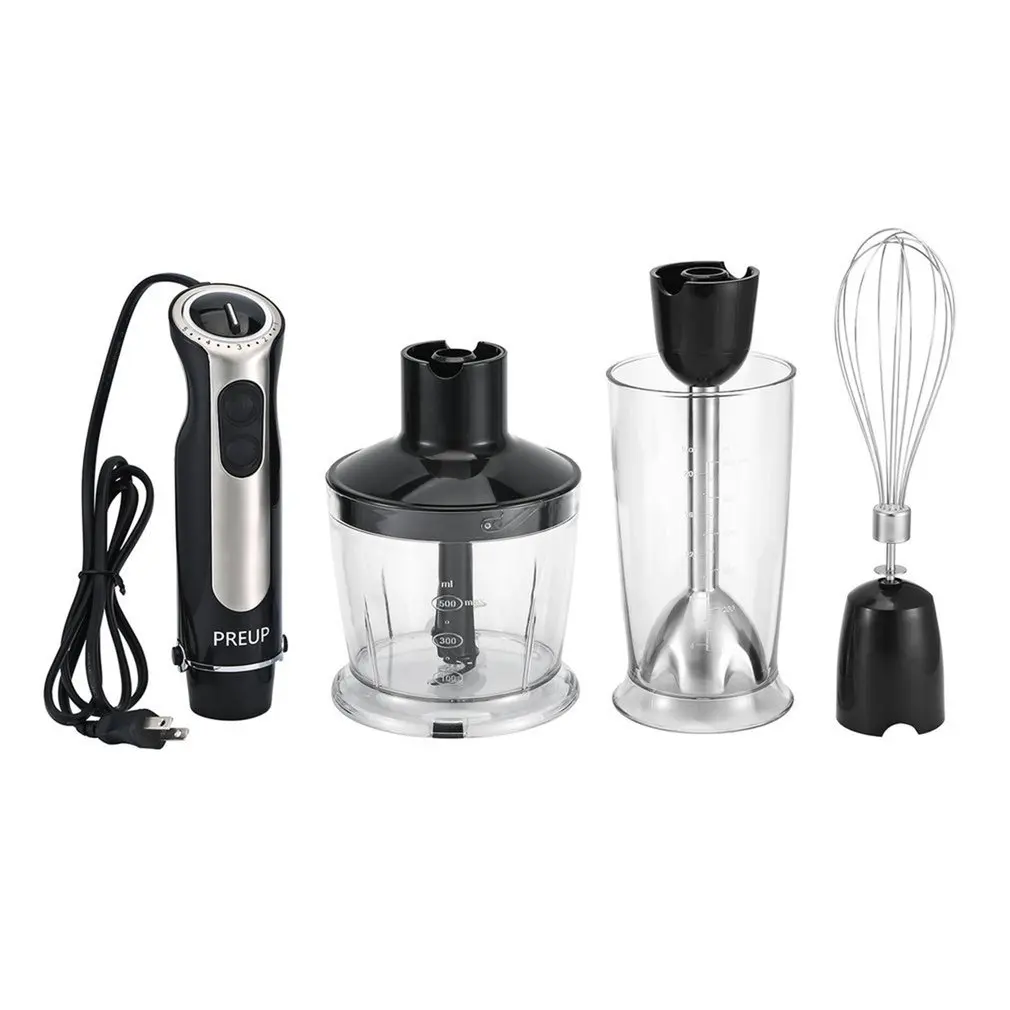 

HE-2026BH Smart Powerful 4-in-1 Immersion Hand Blender Set Variable 5 Speed Control 500ml Food Chopper 600ml Beaker