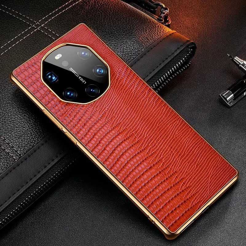 

Ultra Thin Phone Case for Huawei Mate40RS Premium Leather Lizards Grain Shockproof Luxury Back Cover Newest Model