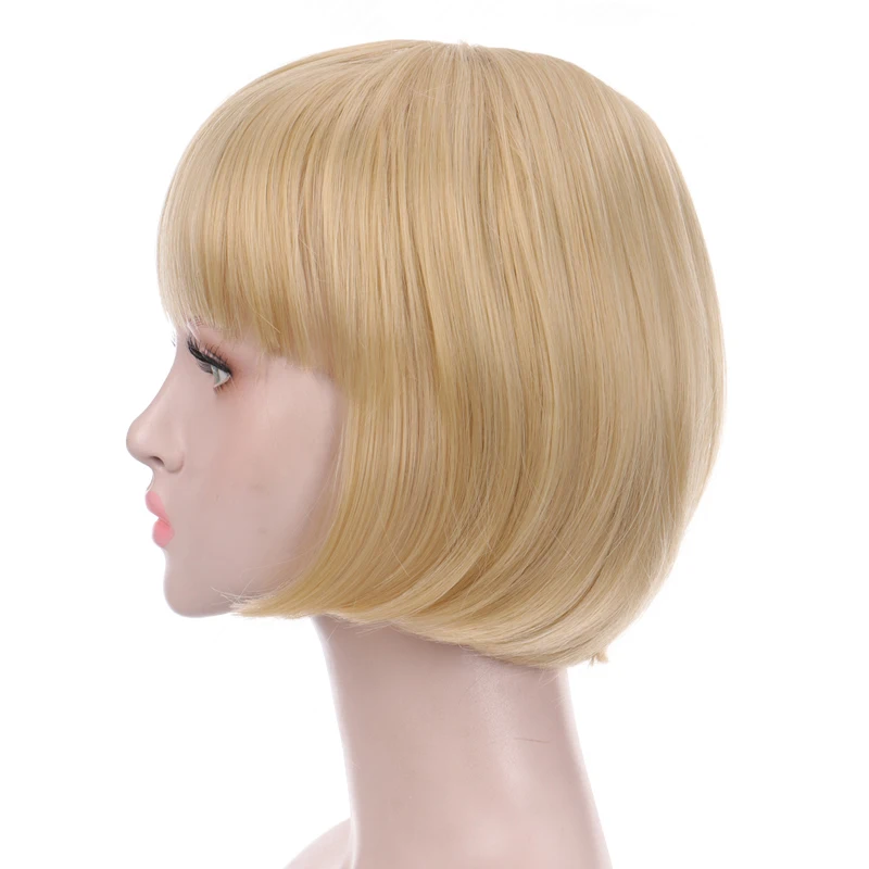 

AOOSOO Short Straight Wig with Bangs for Women Synthetic Wigs brown Black blond Bob Wig Heat Resistant Cosplay Hair