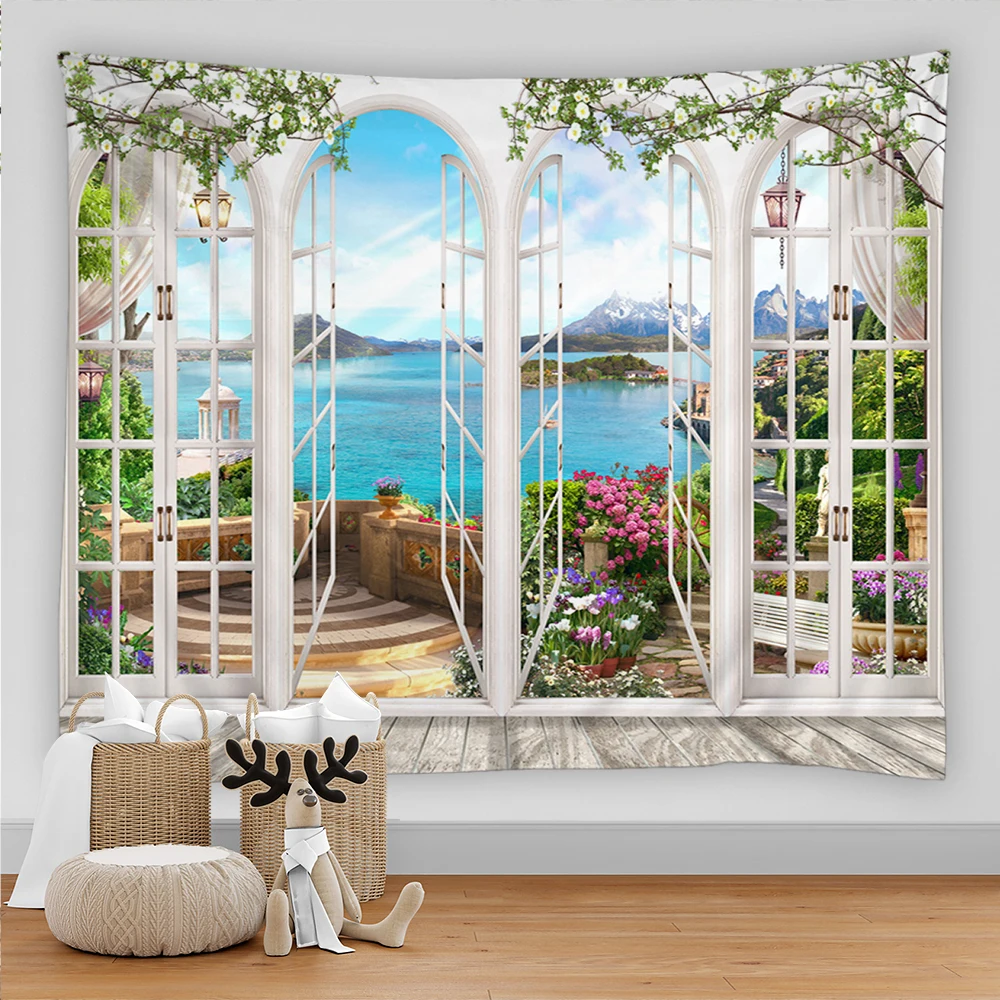 

Scenery Outside The Window Tapestry Big Tapestry Beautiful Natural landscape Large Wall Hanging Bohemian Tapestries Art Decor