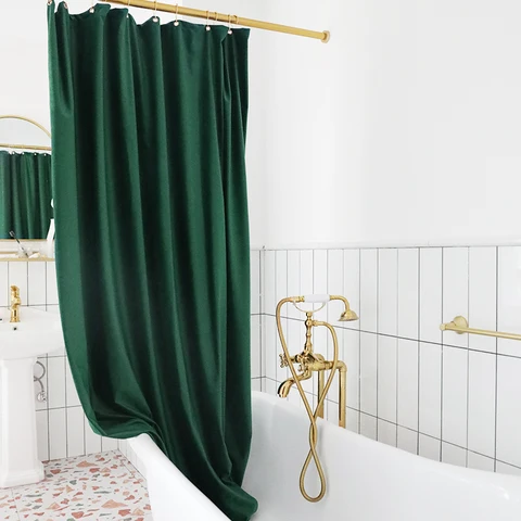 Роскошная двухслойная бархатная занавеска для душа с золотыми крючками для ванной и душевой, Nordic Green, Россия и Испания