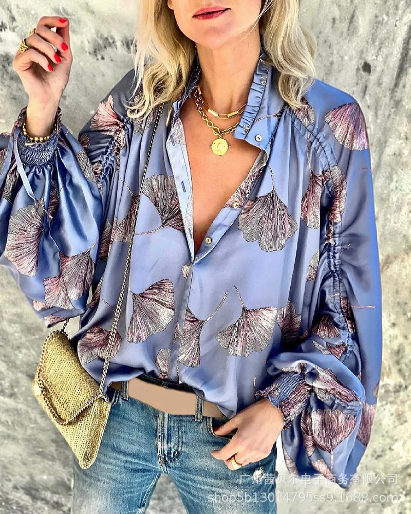 

Футболка с голубым принтом, без позиционирования, новинка 2021