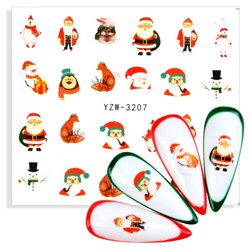 

2022 NEW Designs Water / Adhesive Decals Nails Sticker Watermark Christmas Bells Elk Snowflake Slider Tattoo Nail Art Decoration