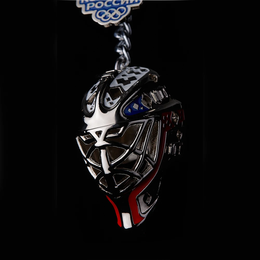 Брелок Шлем вратаря БМЭ130 TEAM RUSSIA оттенок белое золото бижутерный сплав на основе
