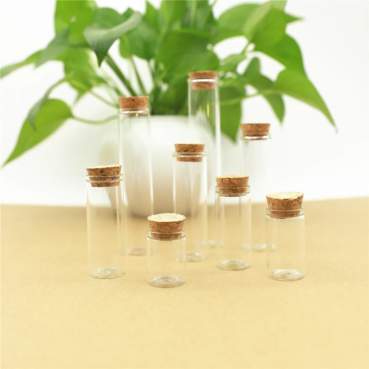 

100 pieces 22*50mm 10ml Small Glass Bottle Stopper Test Tube Cork Spice Bottles DIY Wedding Gift Vials Tiny Bottles glass Jars