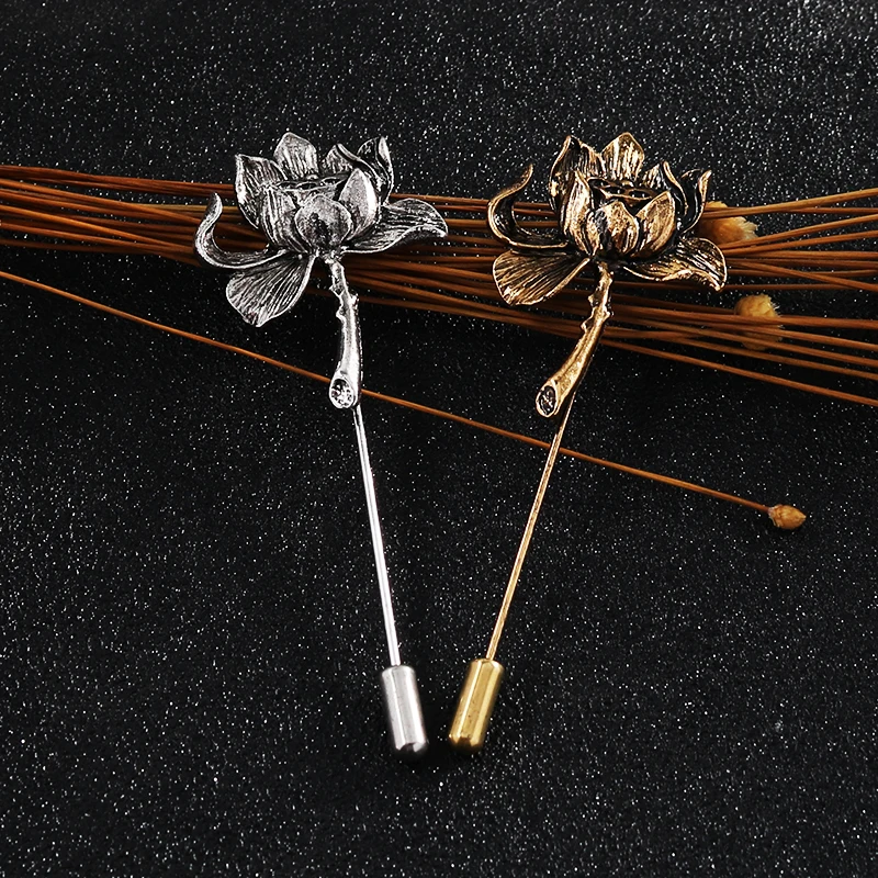 Брошь в форме цветка лотоса брошь для рубашки булавки костюма корсажа длинные