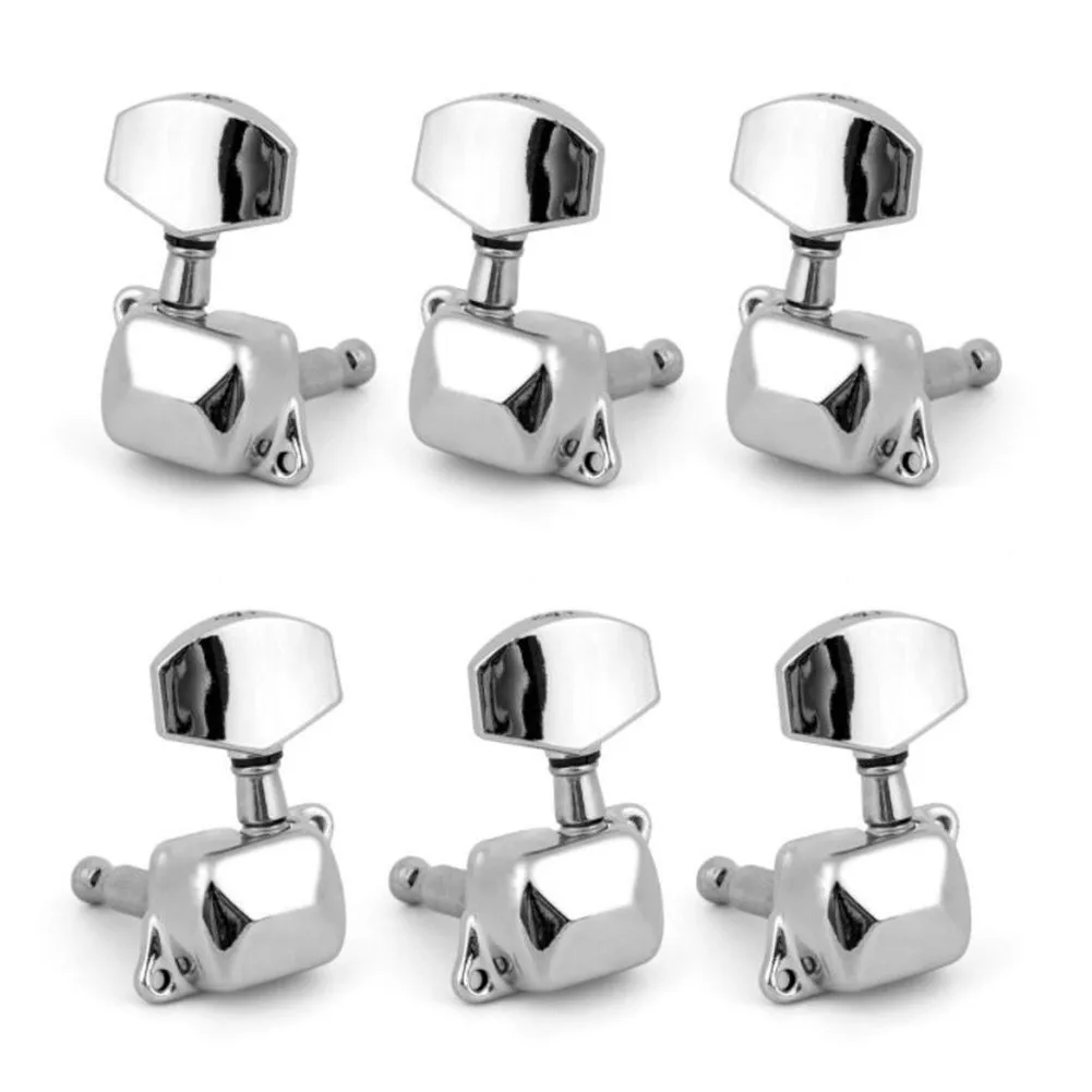 

6Pcs Folk Acoustic Electric Guitar Tuning Pegs Open Tuners Machine Heads Chrome Part 3R+3L Tune Guitar Strings Basses Accessory