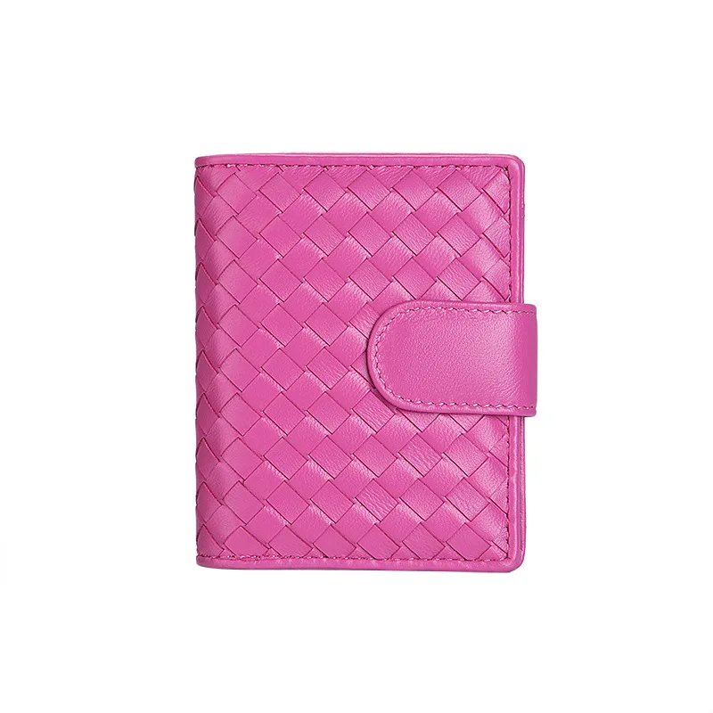 2023 New Weave 100% Sheepskin Genuine Leather Women Wallet Fashion Luxury Brand Multifunction Card Holder Zip Female Coin Purse