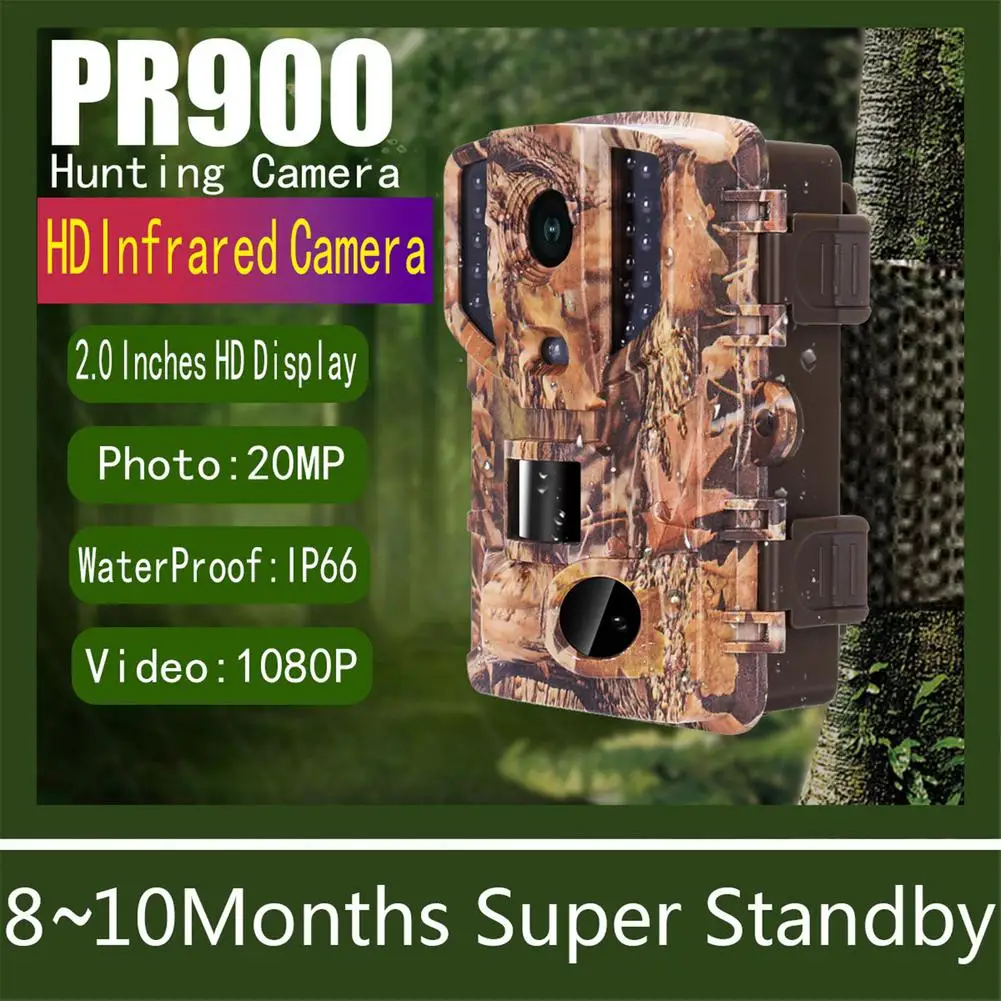 

Охотничья фотоловушка, камера наблюдения за дикой природой 20 МП 1080P HD, инфракрасная камера для дикой природы, камера ночного видения, улична...