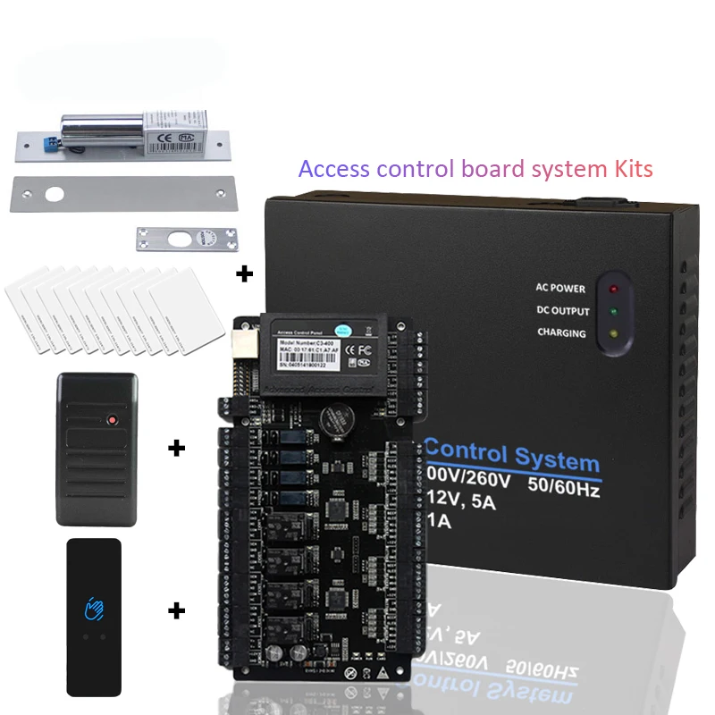 

ZK C3-400 TCP/IP Управление доска Панель система контроля допуска к двери Управление система + Питание коробкой RFID считыватель Кнопка Exit (выход) ма...