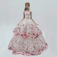 16 bjd clothes pink sequin wedding dresses princess outfits for barbie doll accessories evening gown vestido kids best gift toy