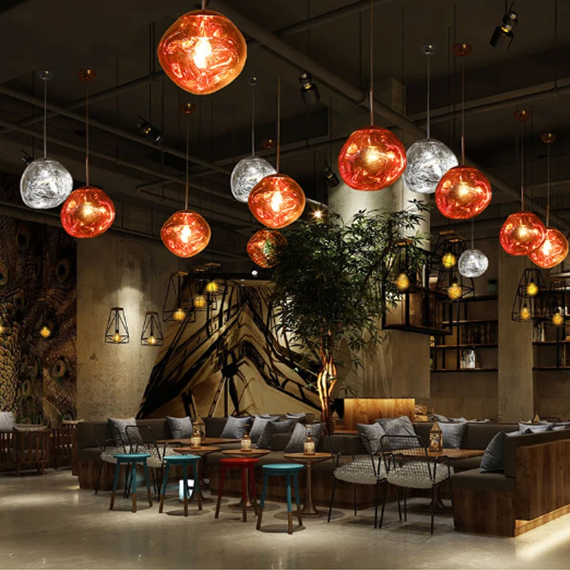 Современные стеклянные подвесные светильники потолочные из расплавленной лавы