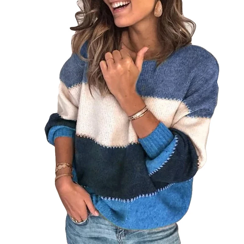Зимние вязаные свитера размера плюс 5XL женские осенние повседневные Лоскутные