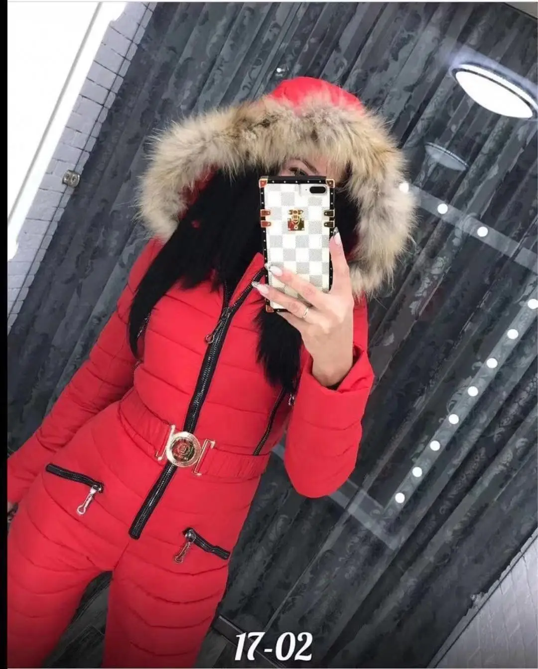 Женская зимняя парка, модный тонкий комбинезон, пальто с капюшоном, натуральный меховой воротник, пальто, теплая зимняя куртка с поясом, зимняя Новинка