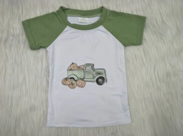 Футболка для мальчиков Топ Хэллоуин детская одежда мальчик Тыква машина модная