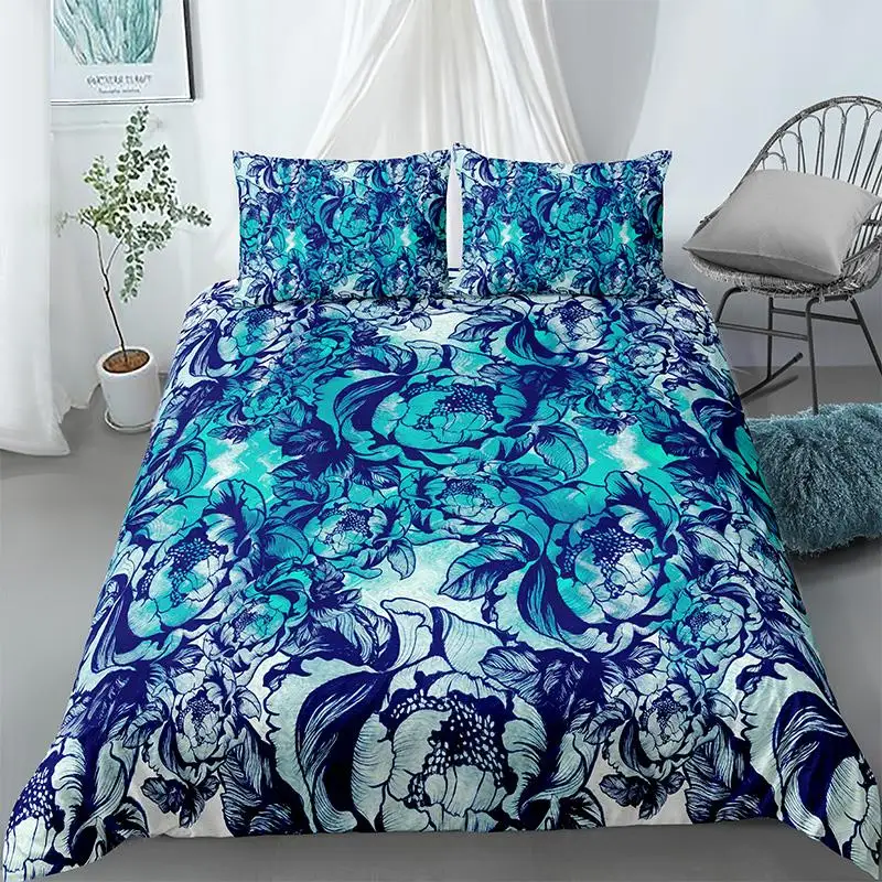 

Luxury 3D Colorful Flower King Queen Full Single Size Bedding Set 2/3pcs Duvet Covers Comforter Cover Pillowcase Home Textile