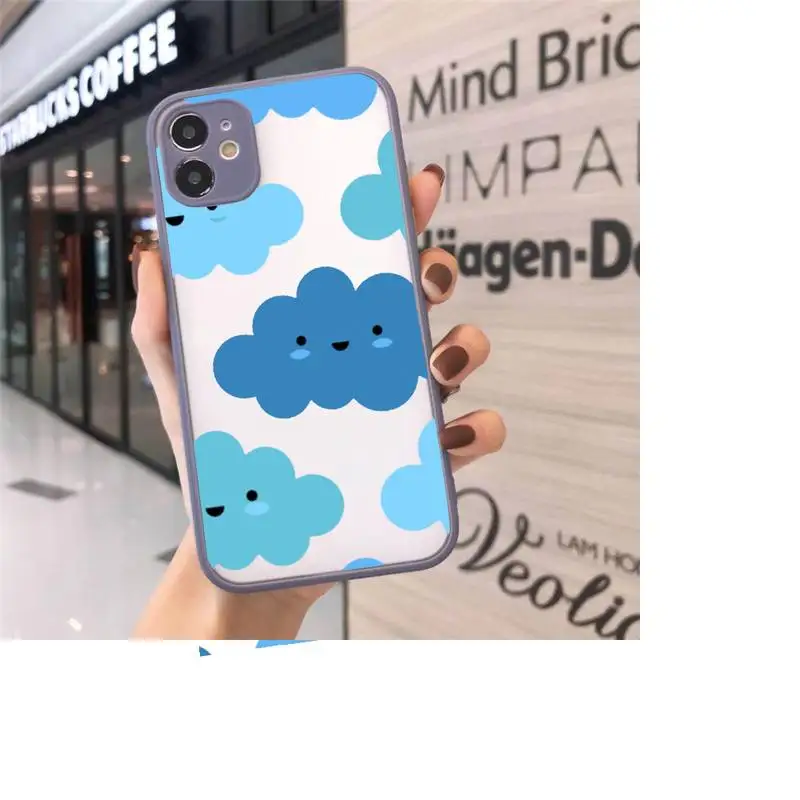 

Clouds cute cartoon art pattern Phone Cases matte transparent For iphone 7 8 11 12 plus mini x xs xr pro max cover