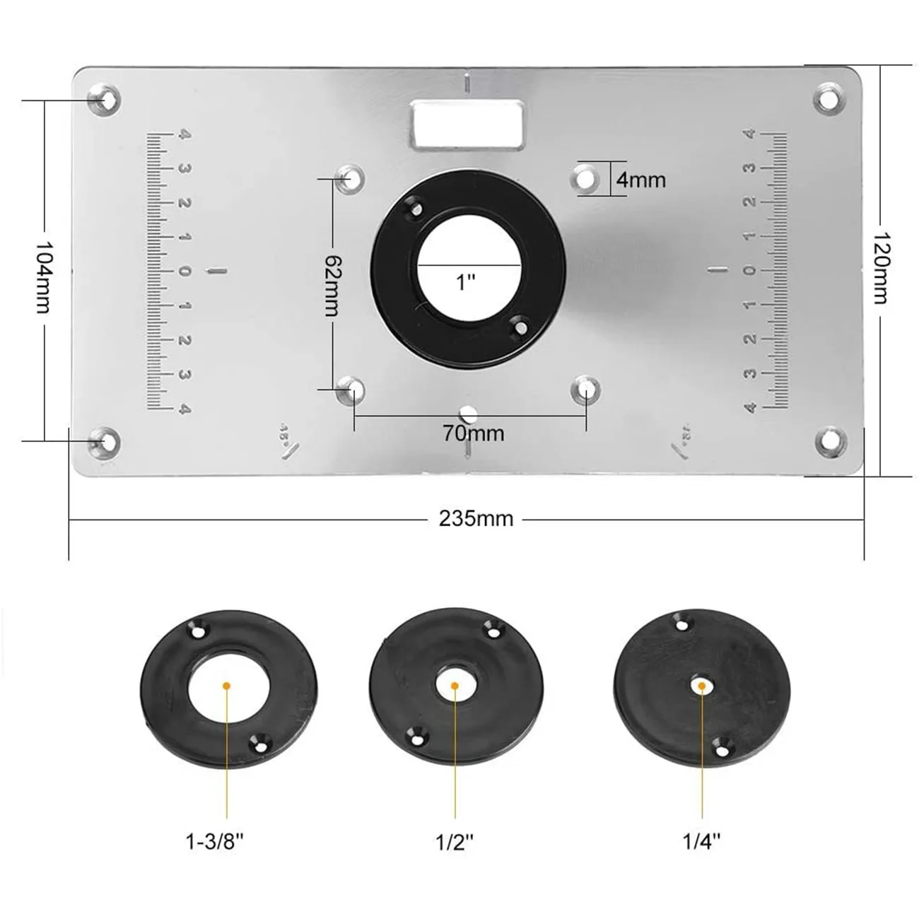 

1 Set Multifunctional Aluminium Router Table Insert Plate Woodworking Benches Wood Router Trimmer Models Engraving Machine Tools