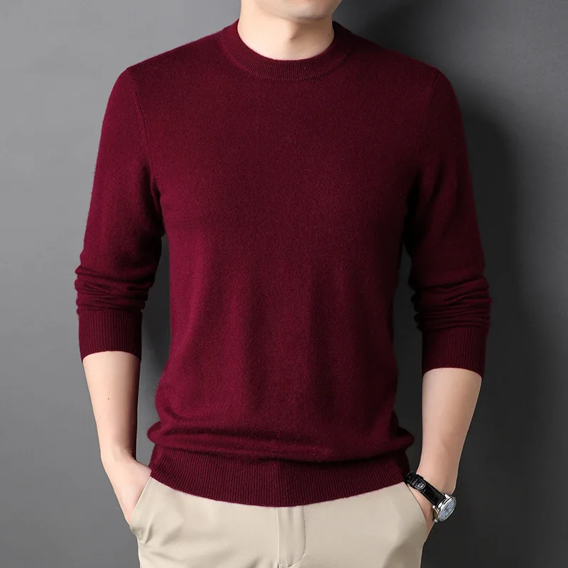 

Новинка Осень-зима кашемировый свитер мужской однотонный мужской кашемировый вязаный свитер с круглым вырезом теплый свитер для мужчин