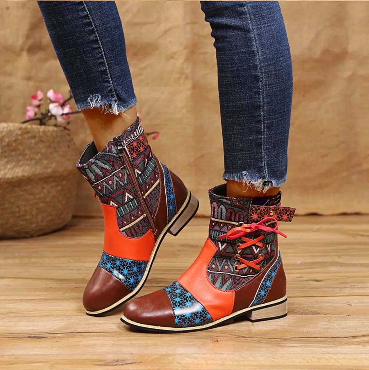 

New Casual Boots 2020 Autumn Winter Retro Women Boots Fashion PU Leather Ankle Boots Zapatos De Mujer Wram Botas 35-43