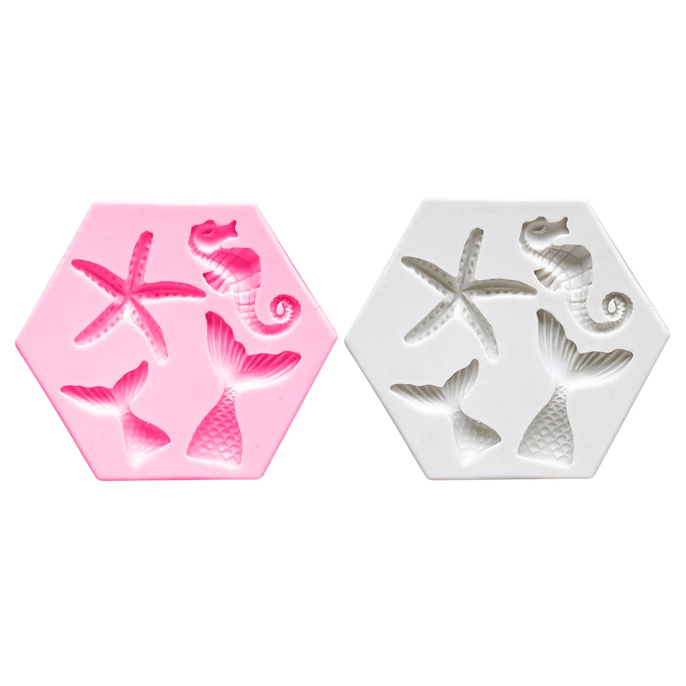 

Mermaid Starfish Seahorse Shaped Silicone Fondant Cake Decorating Mold Epoxy Resin Glue Molds Baking Tools Kitchen Accessories