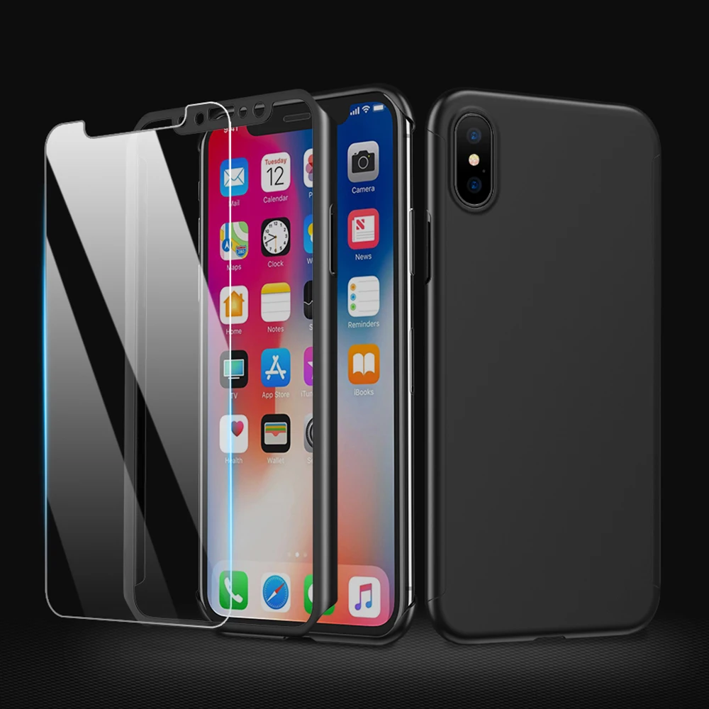 360 полностью матовый двухслойный Жесткий Чехол для Funda iPhone 7 6 6S 5 SE X XR XS 10 Max с