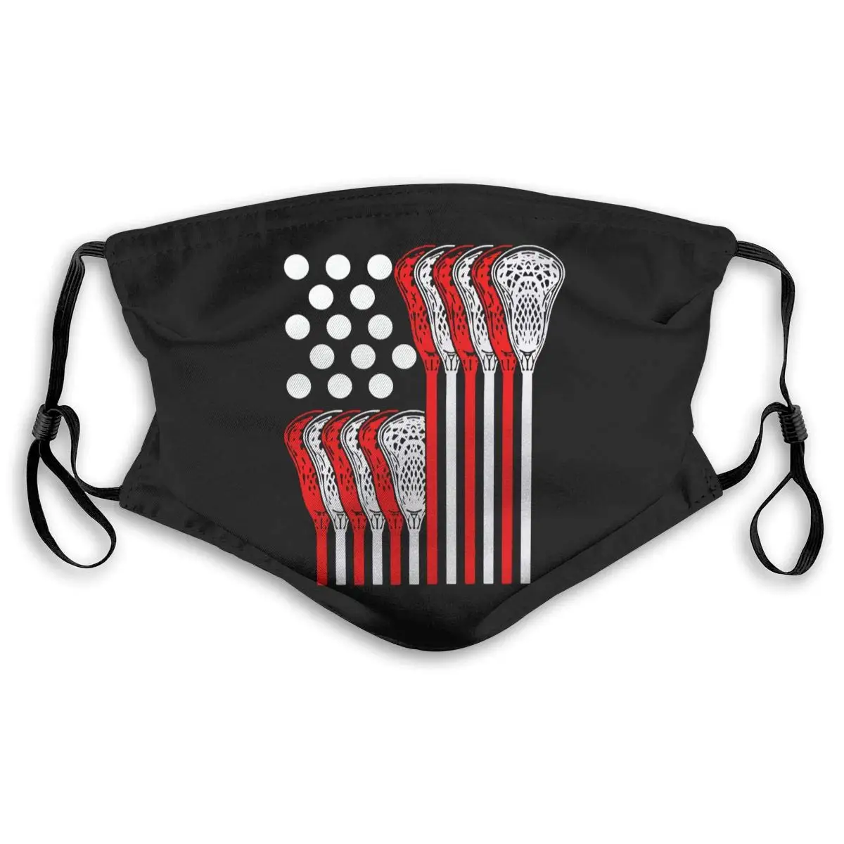 

USA Lacrosse Flag Anti Dust Half Face Mouth Mask with PM2.5 Filters 5 Layers of Protection for Unisex Black