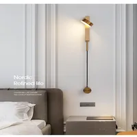 12W/16W/28W Pure Copper 3 Colors Dimmer Bedside Bedroom Modern Minimalist Creative Golden Wall Lamp For Living Room Hotel Aisle