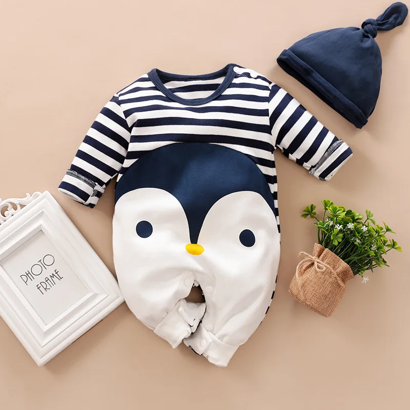 

Newborn Baby Boy Clothes Set With Hat Cotton Casual Boutique Infant Outfits New born Clothing Girl Suit Toddler Penguin Costume