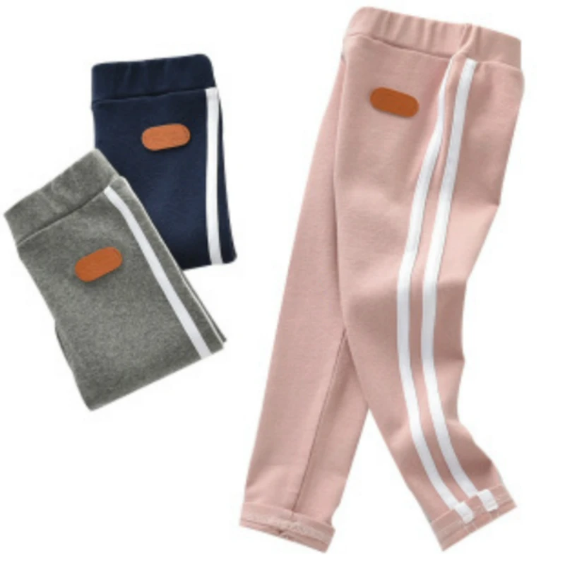 Детские модные штаны для девочек однотонные детские спортивные Леггинсы в